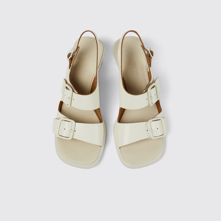 Overhead view of Dina White Leather 2-Strap Sandal for Women