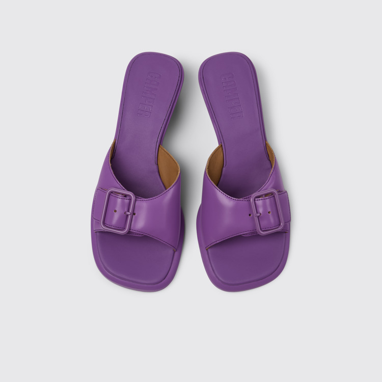 Overhead view of Dina Purple Leather Sandal for Women