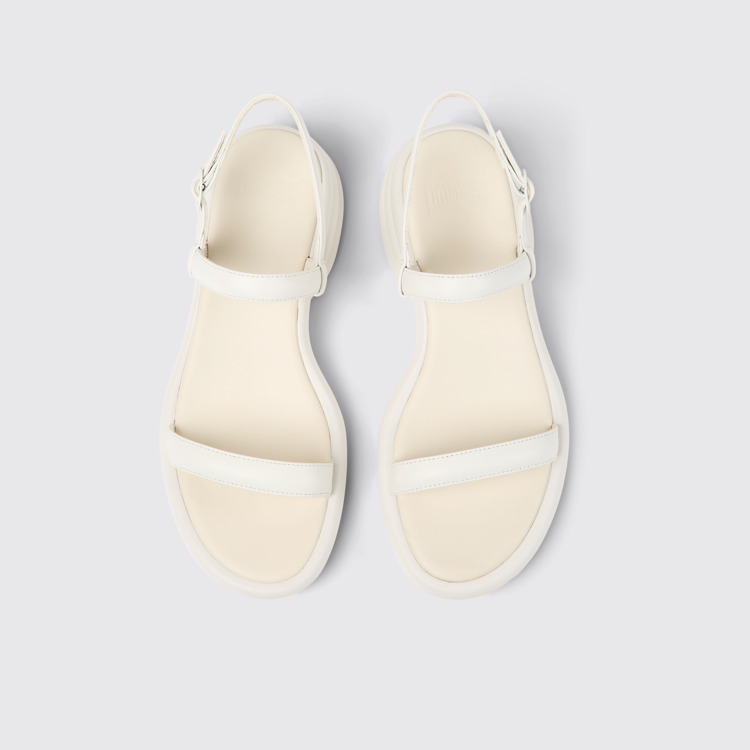 Overhead view of Spiro White leather sandals for women