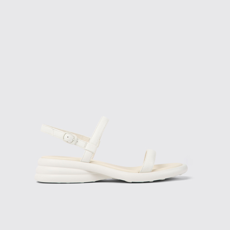 Side view of Spiro White leather sandals for women