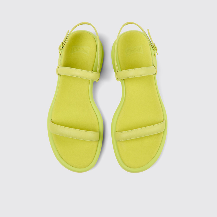 Overhead view of Spiro Green leather sandals for women