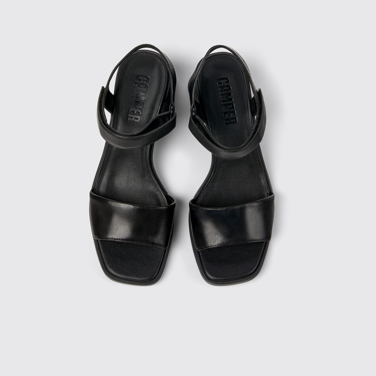 Overhead view of Kiara Black Leather Sandal for Women