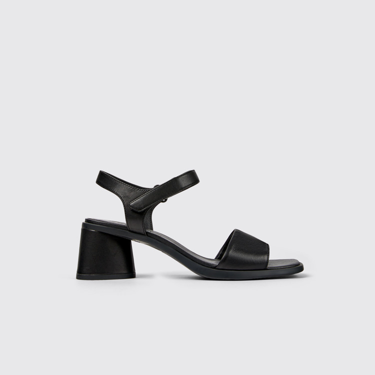 Side view of Kiara Black Leather Sandal for Women