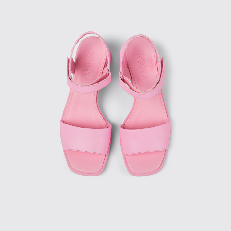 Overhead view of Kiara Pink Leather Sandal for Women