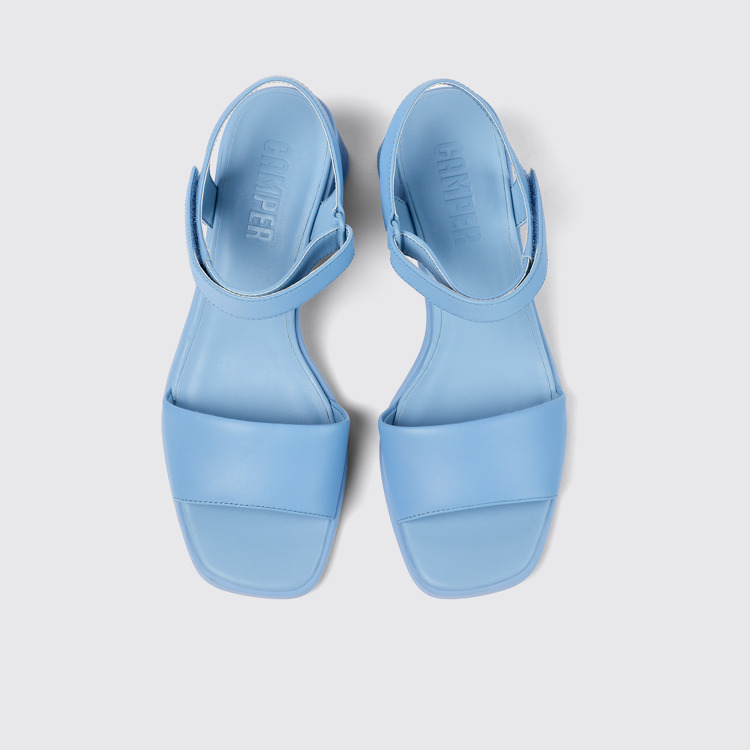 Overhead view of Kiara Blue Leather Heeled Sandal for Women