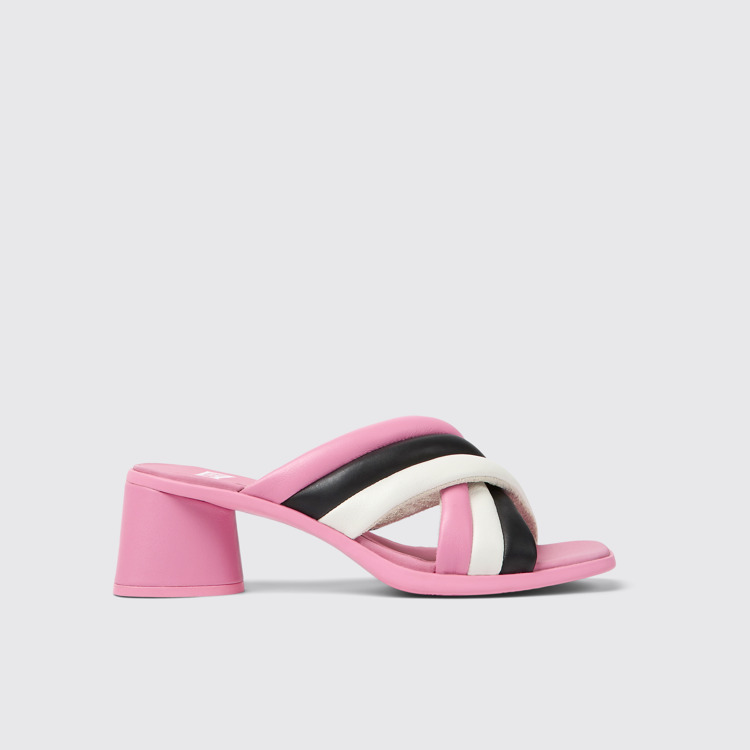 Side view of Twins Multicolored leather sandals for women