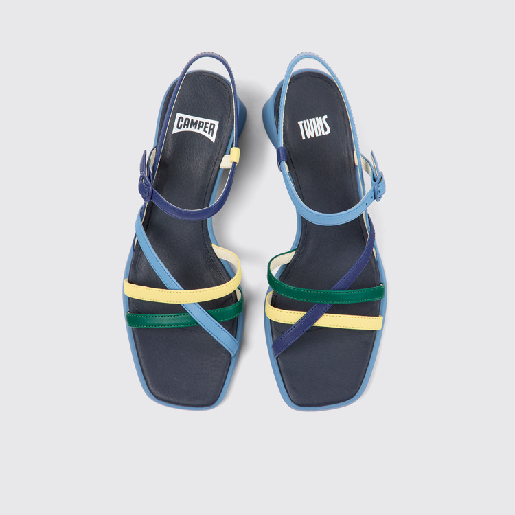 Overhead view of Twins Multicolored leather sandals for women