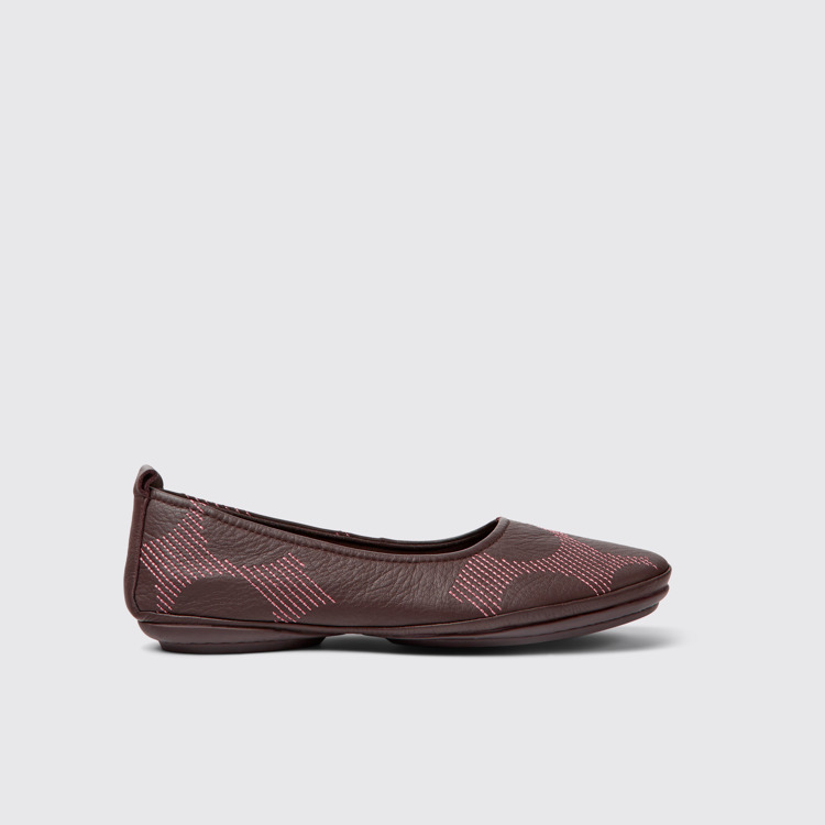 Side view of Twins Multicolored leather ballerinas for women