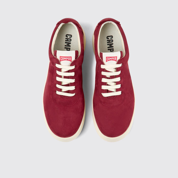 Overhead view of Runner Up Burgundy nubuck sneakers for women