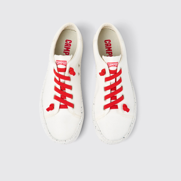 Overhead view of Peu Touring White textile sneakers for women