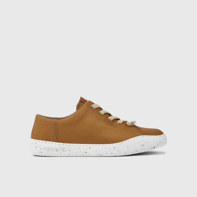 Side view of Peu Touring Brown textile sneakers for women