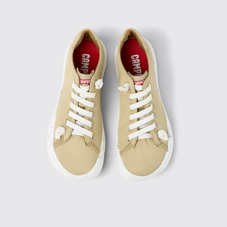 Overhead view of Peu Stadium Beige textile sneakers for women