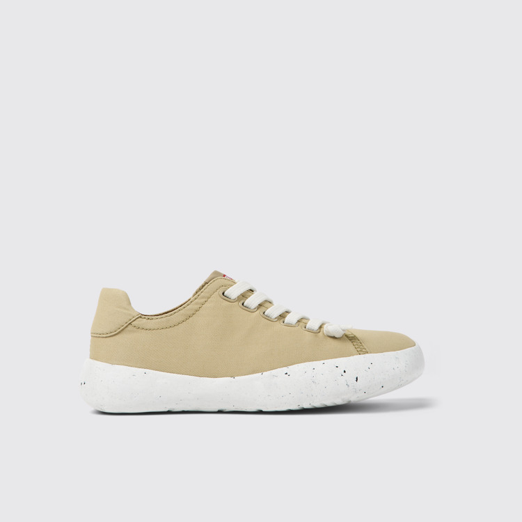 Side view of Peu Stadium Beige textile sneakers for women