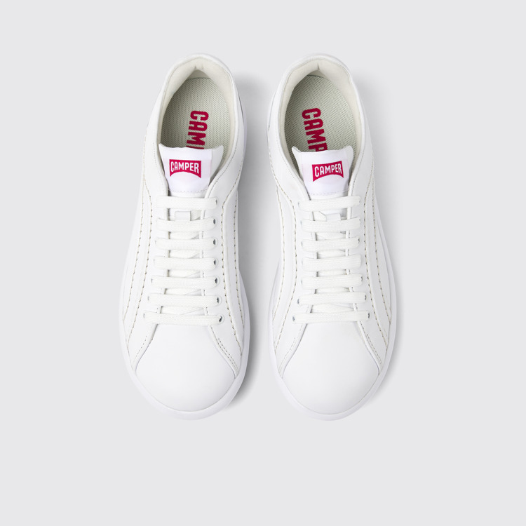 Overhead view of Pelotas XLite White leather sneakers for women