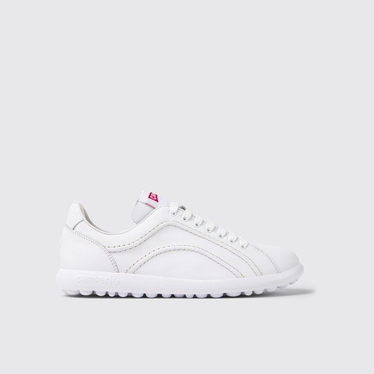 Side view of Pelotas XLite White leather sneakers for women