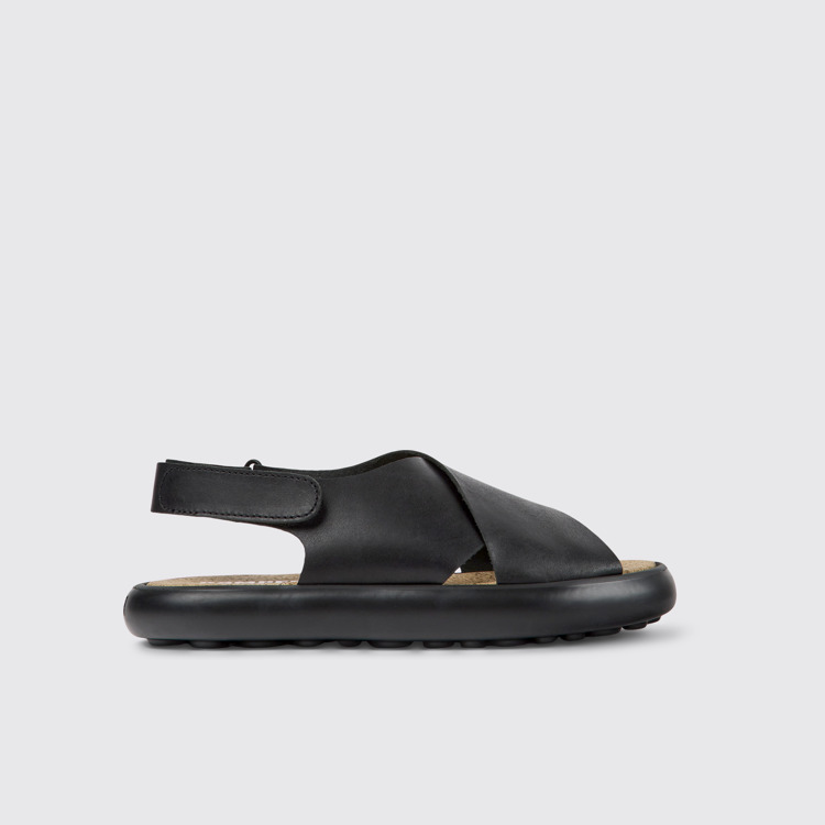 Side view of Pelotas Flota Black leather sandals for women