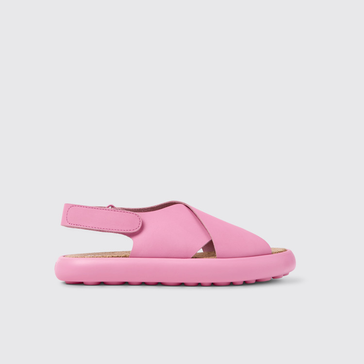 Side view of Pelotas Flota Pink leather sandals for women