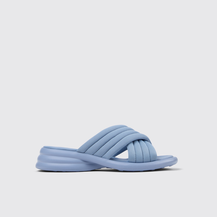 Side view of Spiro Blue Textile Cross-strap Sandal for Women