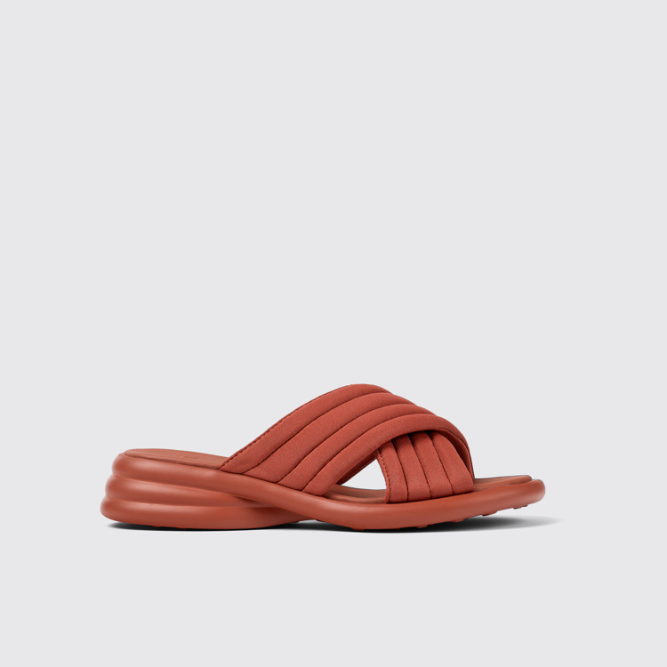 Side view of Spiro Red Textile Cross-strap Sandal for Women