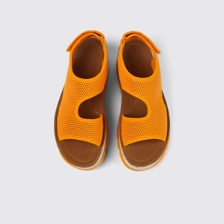 Overhead view of Oruga Up Orange Textile Sandal for Women