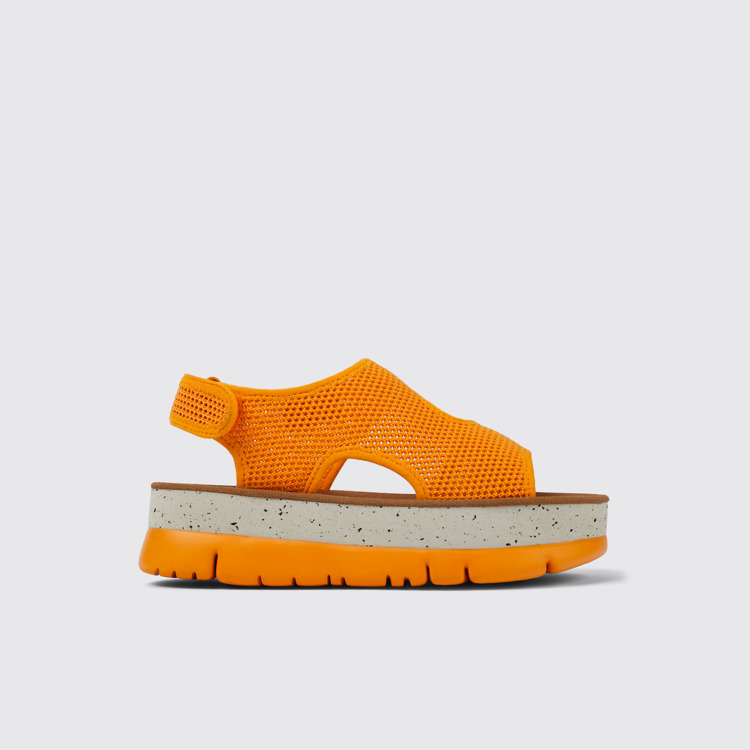 Side view of Oruga Up Orange Textile Sandal for Women