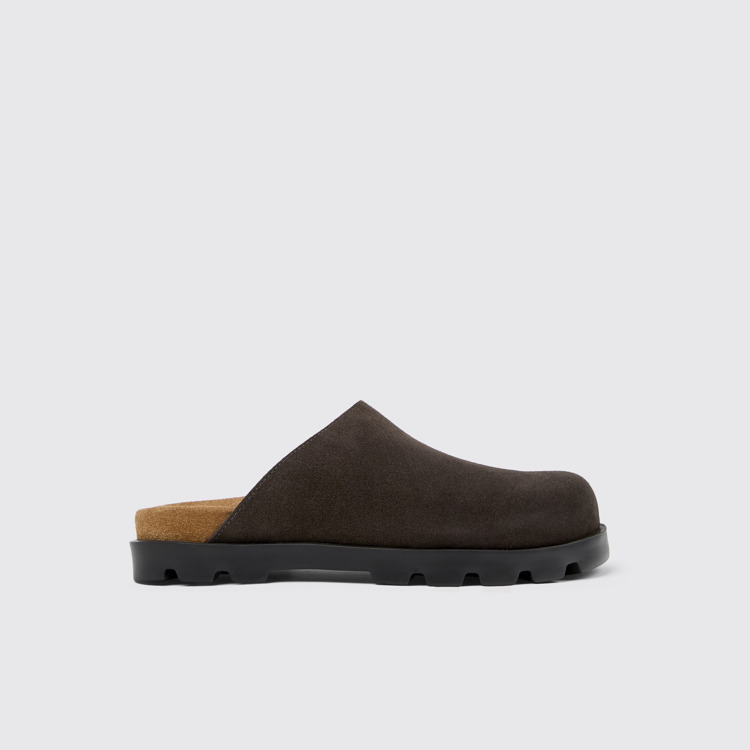 Side view of Brutus Sandal Gray Nubuck Clog for Women