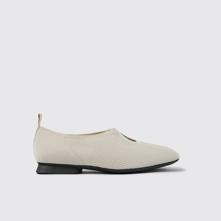 Side view of Casi Myra Gray one-piece knit ballerinas for women