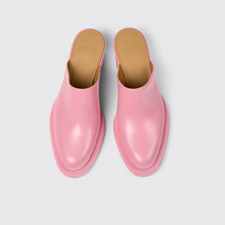 Overhead view of Bonnie Pink leather mules for women