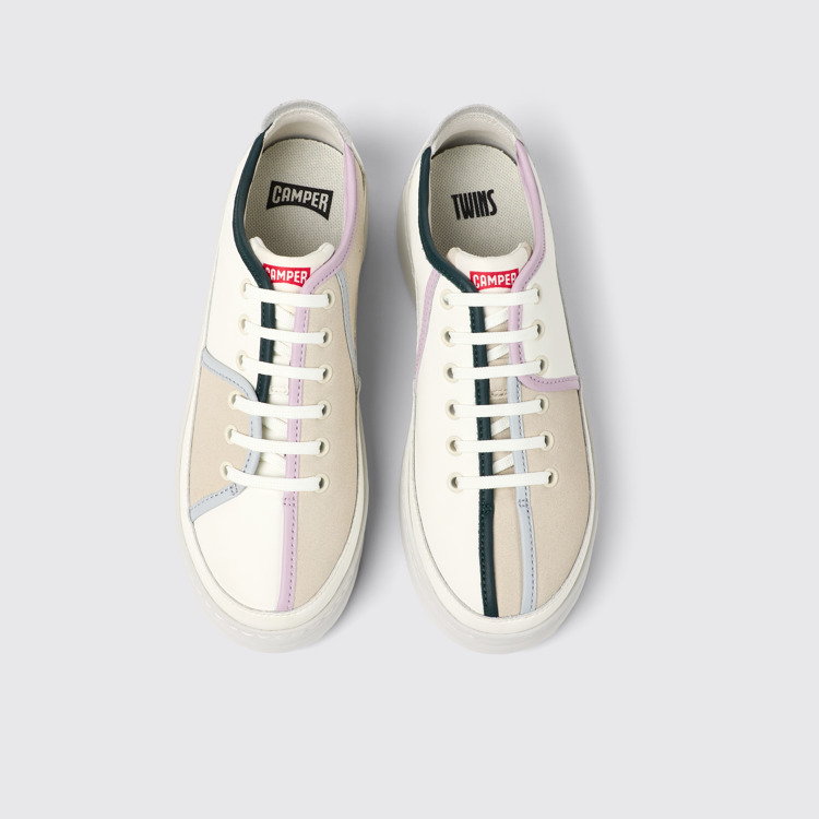 Overhead view of Twins Multicolored Leather and Nubuck Sneaker for Women