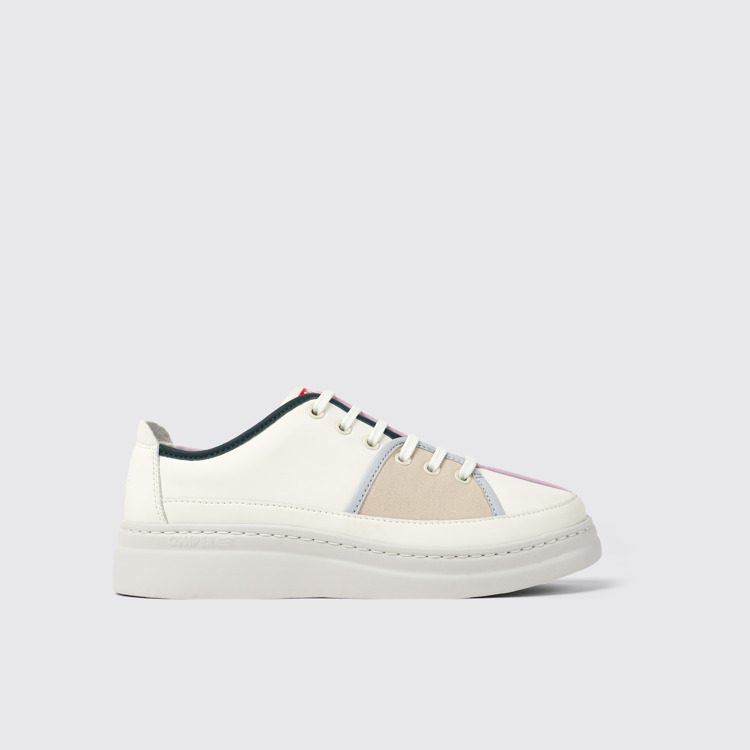 Side view of Twins Multicolored Leather and Nubuck Sneaker for Women