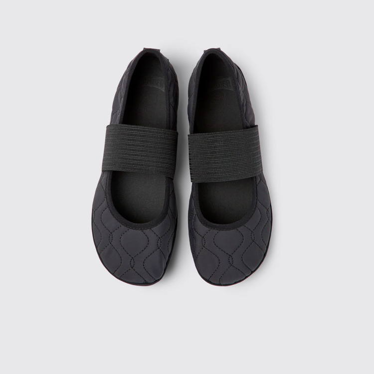 Overhead view of Right Black textile ballerinas for women