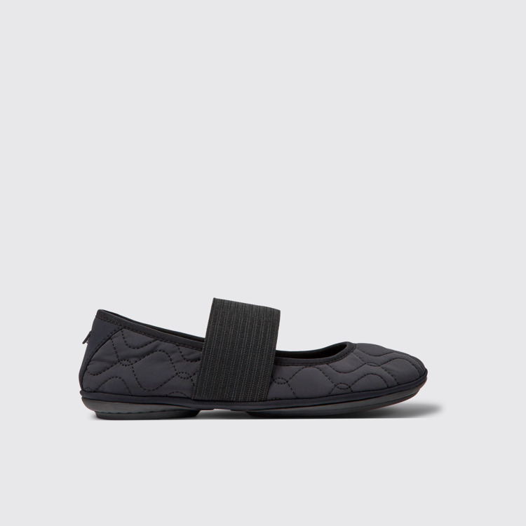 Side view of Right Black textile ballerinas for women