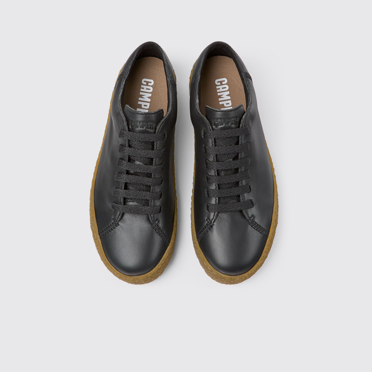 Overhead view of Peu Terreno Black Leather Sneakers for Women