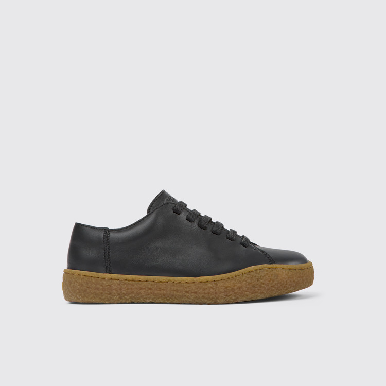 Side view of Peu Terreno Black Leather Sneakers for Women