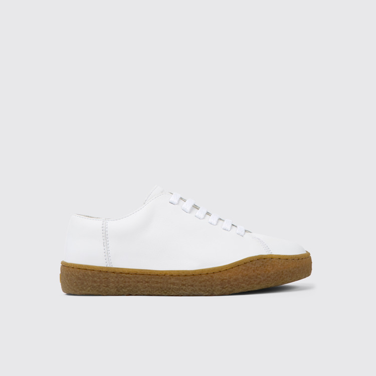 Side view of Peu Terreno White leather shoes for women