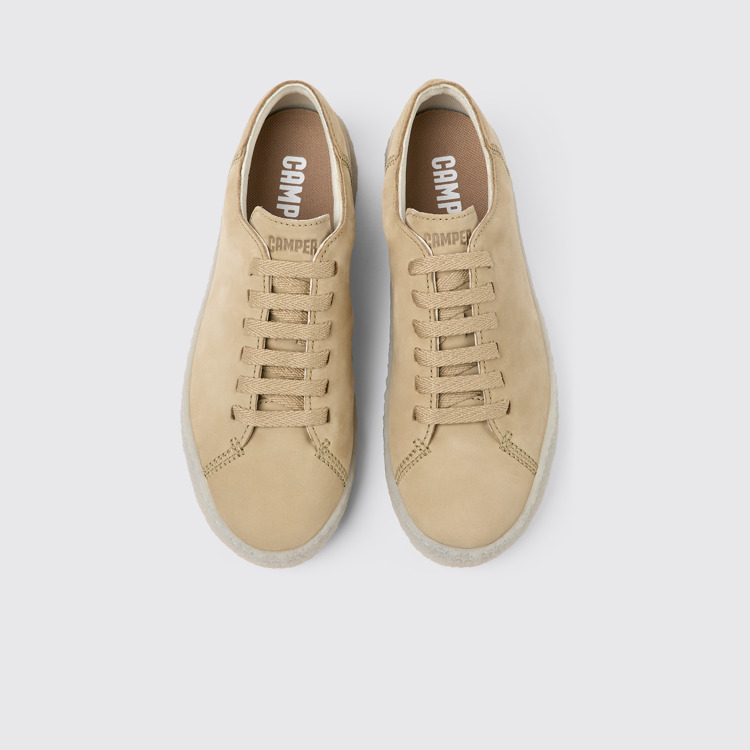 Overhead view of Peu Terreno Beige nubuck shoes for women