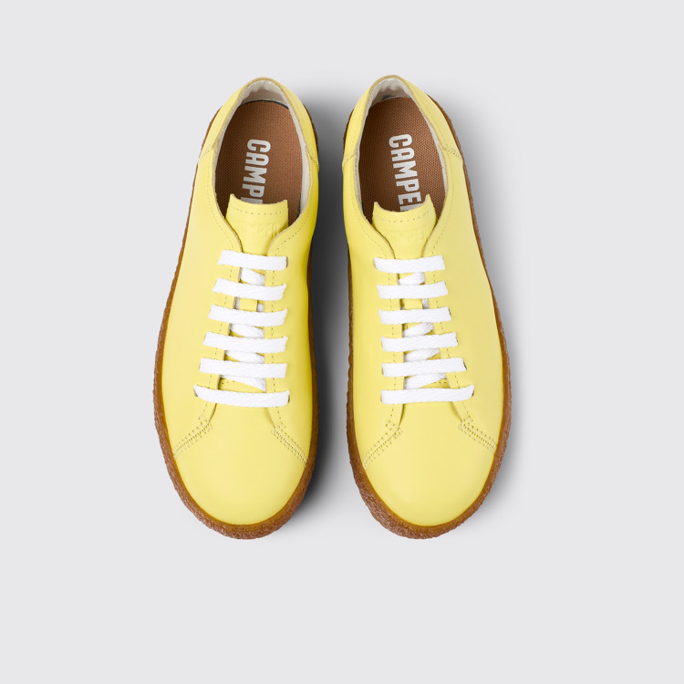 Overhead view of Peu Terreno Yellow Leather Sneaker for Women