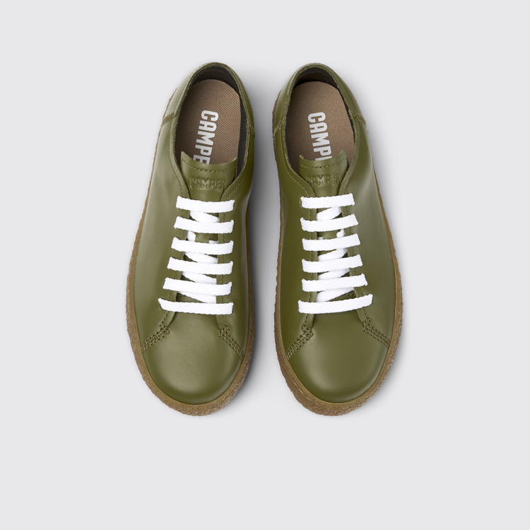 Overhead view of Peu Terreno Green Leather Sneaker for Women