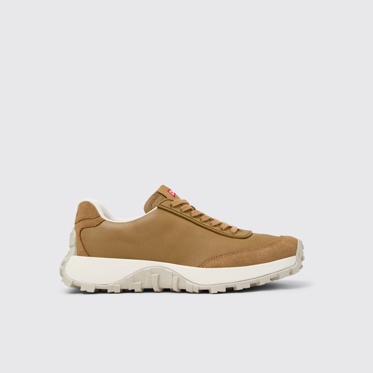 Side view of Drift Trail VIBRAM Brown leather and nubuck sneakers for women