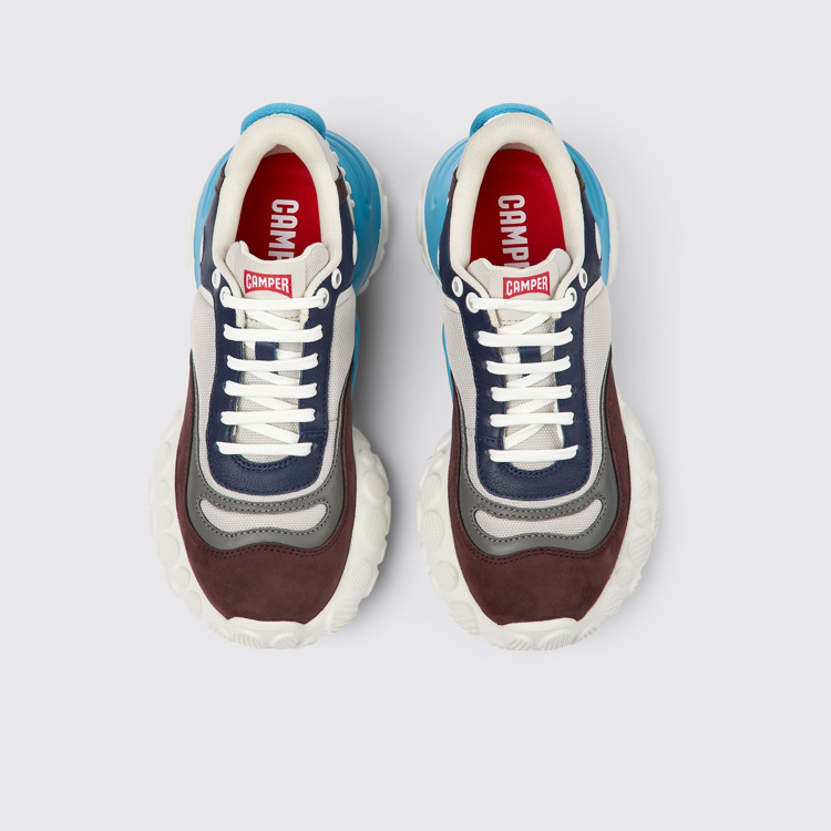 Overhead view of Pelotas Mars Multicolored textile and nubuck sneakers for women