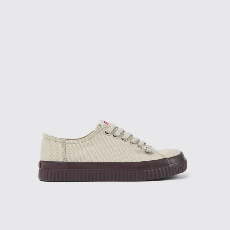 Side view of Peu Roda Gray recycled cotton sneakers for women