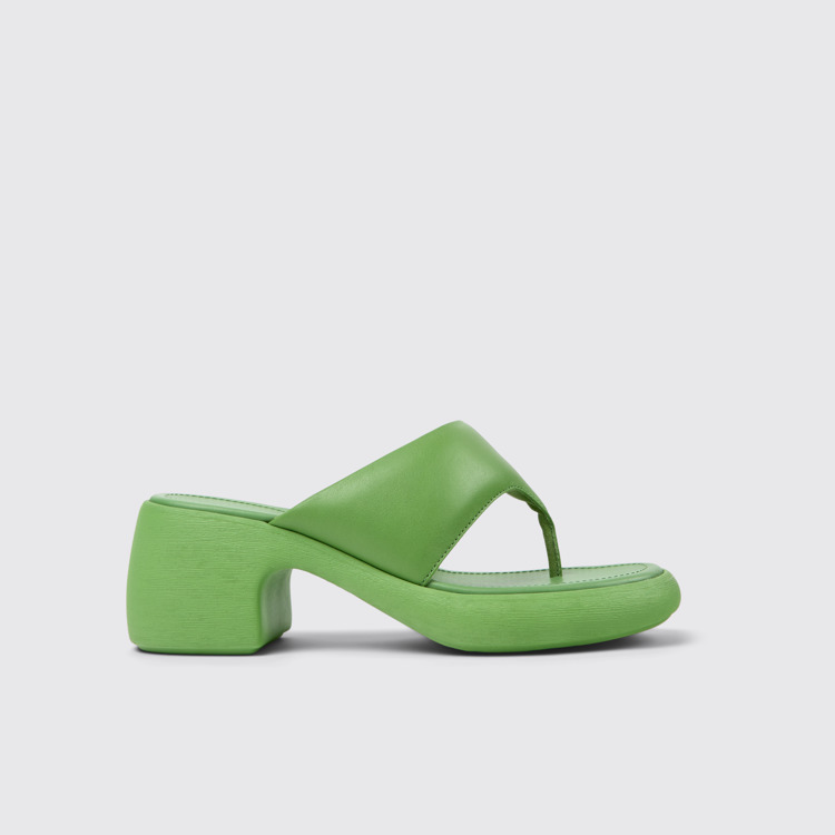 Side view of Thelma Green Leather Sandal for Women