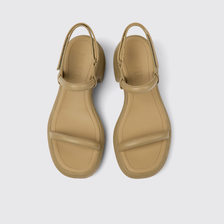 Overhead view of Thelma Brown Leather Sandal for Women