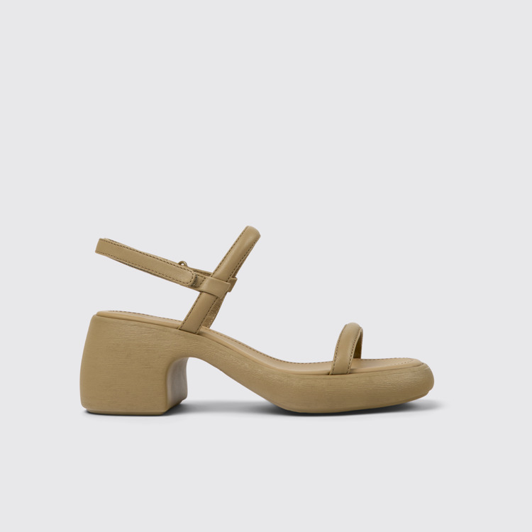 Side view of Thelma Brown Leather Sandal for Women