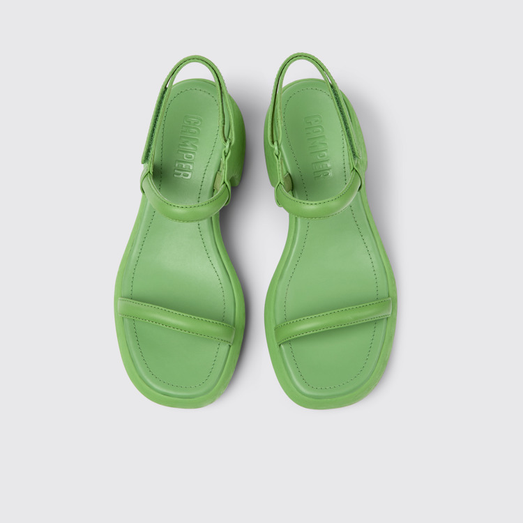 Overhead view of Thelma Green Leather Sandal for Women