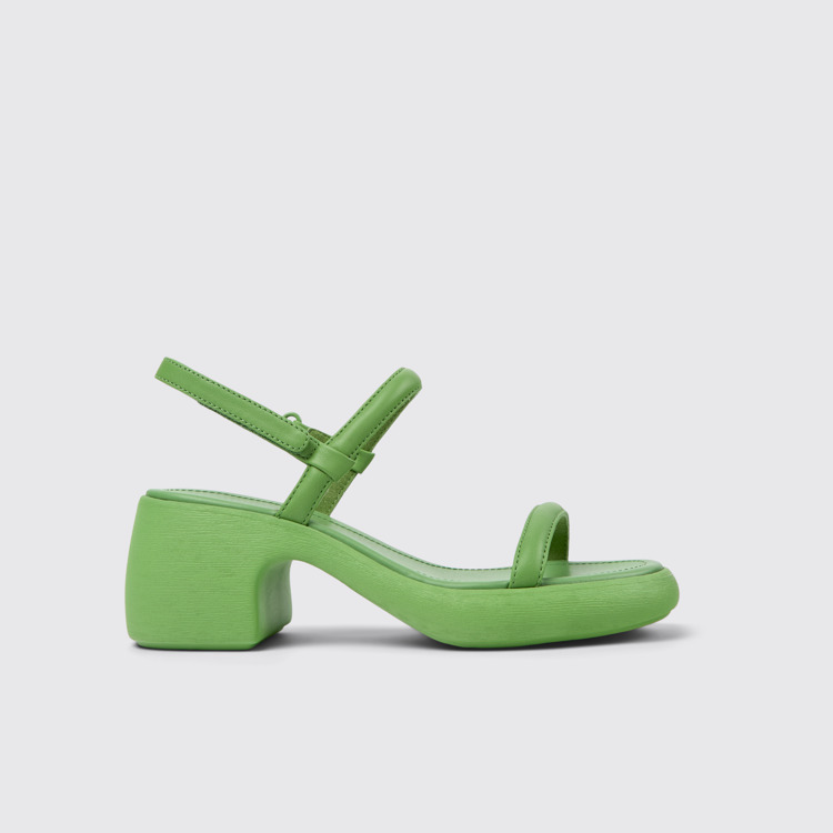 Side view of Thelma Green Leather Sandal for Women