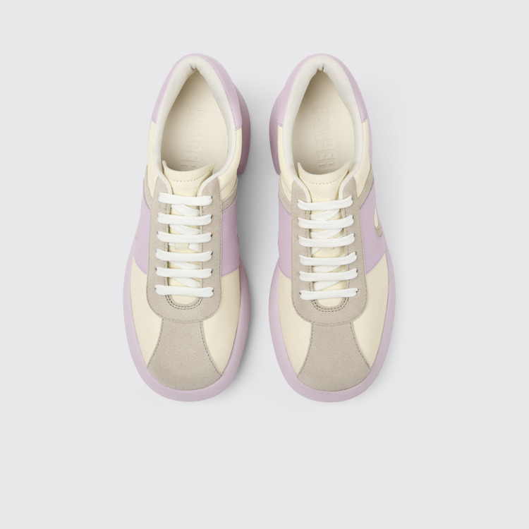 Overhead view of Thelma White Leather/Nubuck Shoe for Women