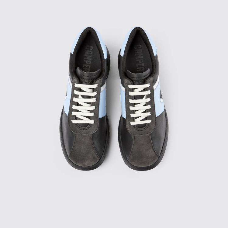 Overhead view of Thelma Black Leather/Nubuck Shoe for Women