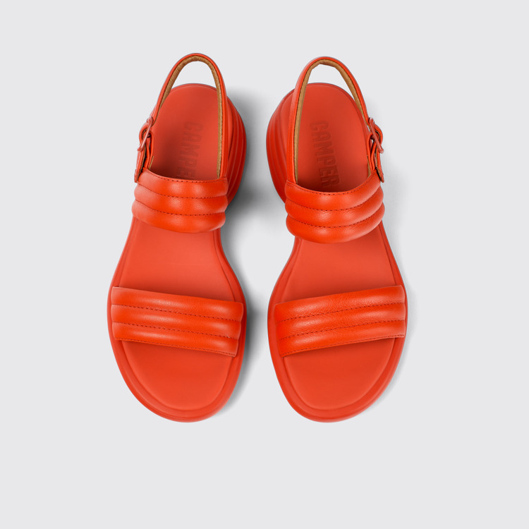 Overhead view of Spiro Red Leather 2-Strap Sandal for Women