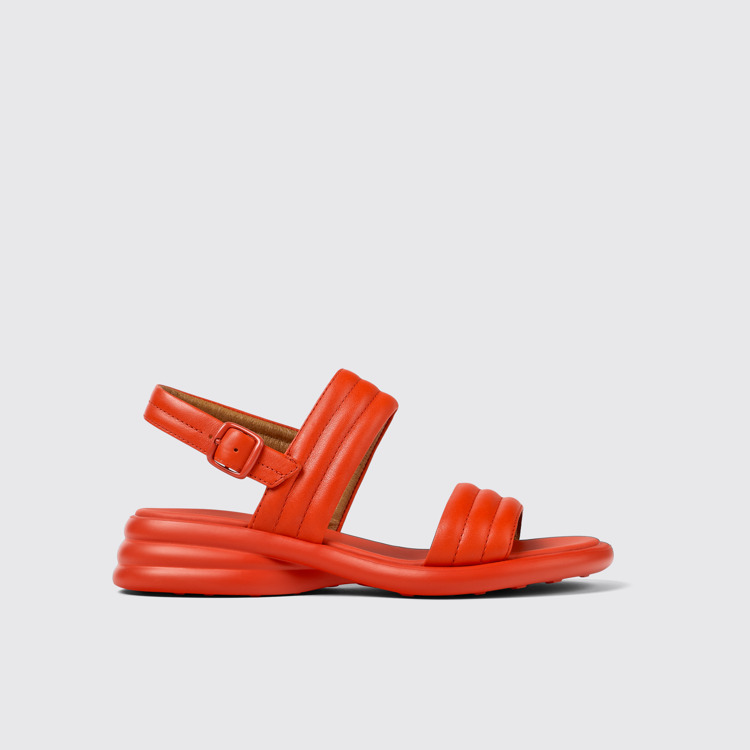 Side view of Spiro Red Leather 2-Strap Sandal for Women